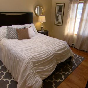 Sample apartment furnished bedroom