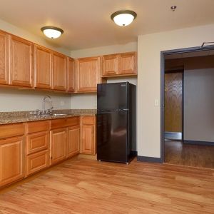 Sample apartment kitchen and entryway